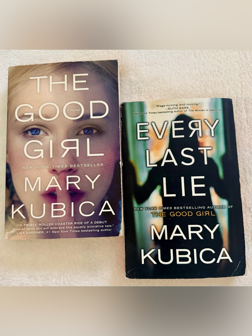 Set of Two Paperback Thrillers in Blue and Cream Covers